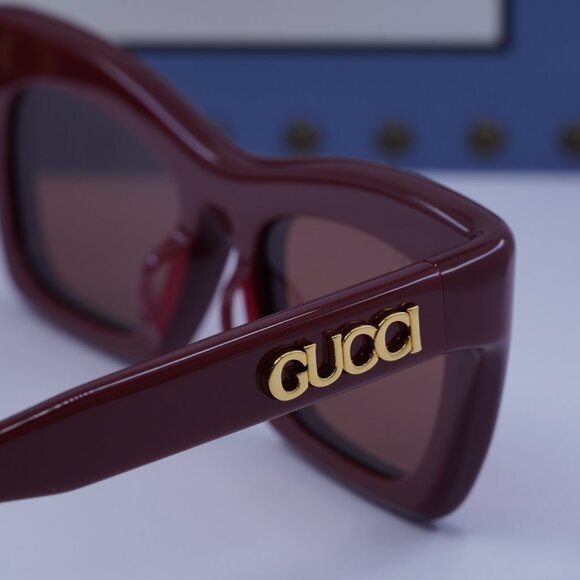 Gucci GG1773SA 002 Cat Eye Sunglasses - Burgundy/Brown - Picture 10 of 12